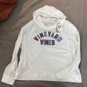 Girls Vineyard Vines White Hoodie Shirt with GlitterLogo